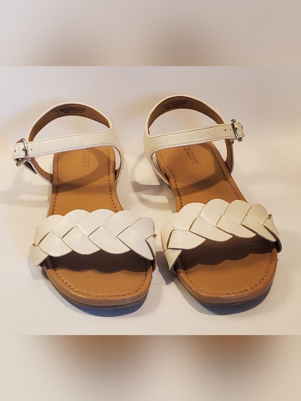 Girls ON White Woven Strappy Sandals Size 3